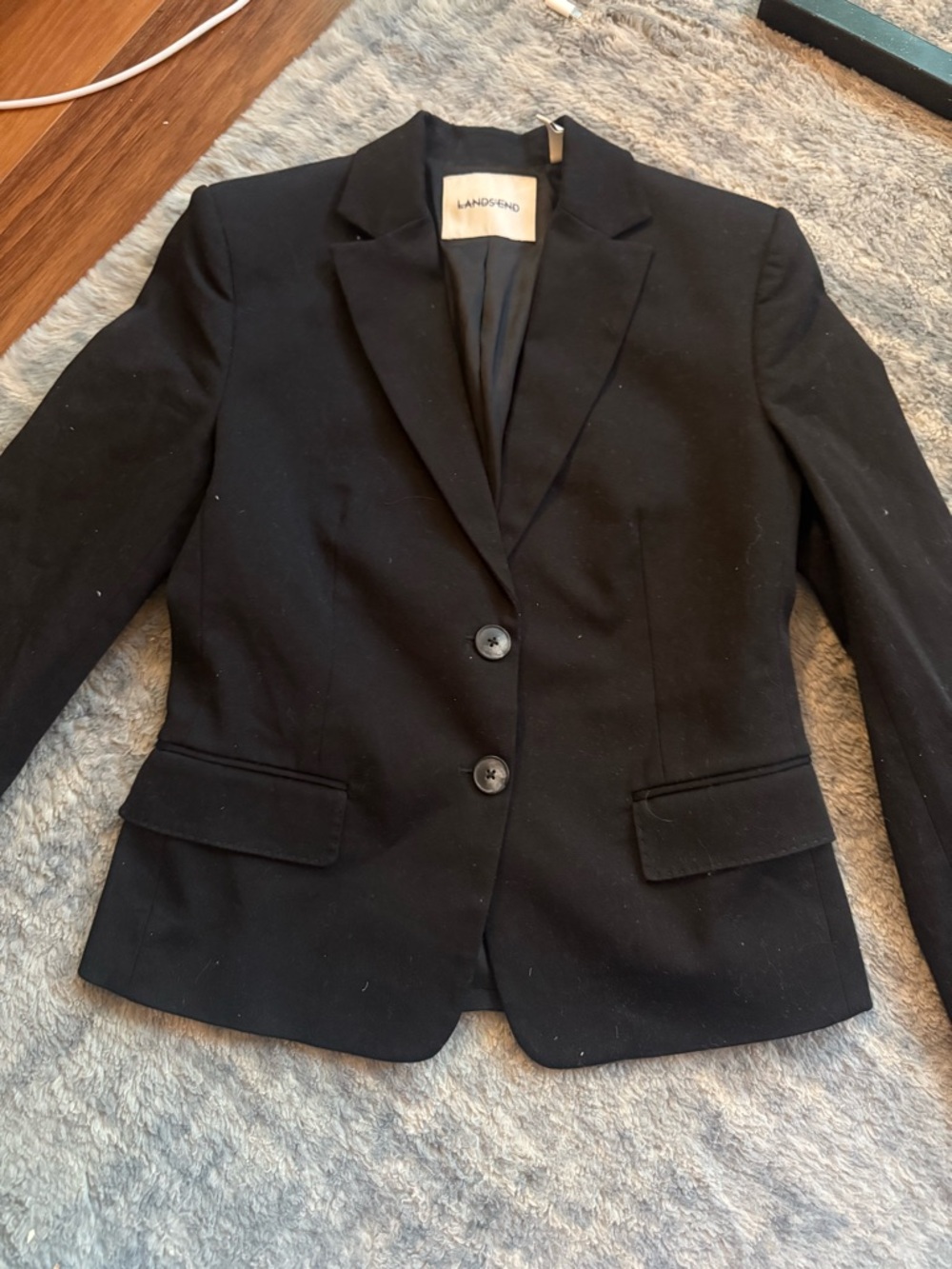 Lands' End Women's Black Two-Button Tailored Blazer